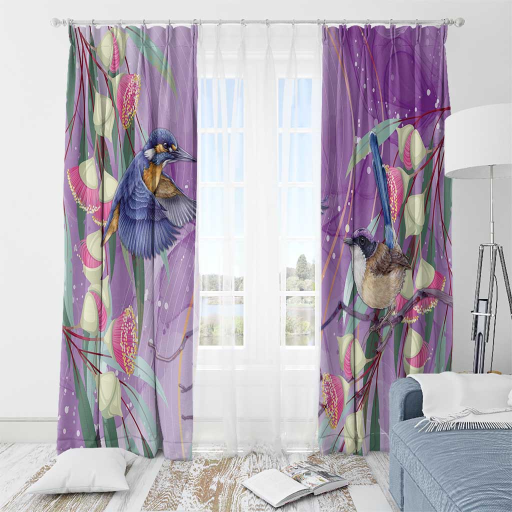 Australia Epilepsy Awareness Window Curtain Purple Fairy Wren with Eucalyptus Flowers - Aussie Hoodie