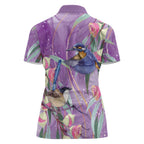 Australia Epilepsy Awareness Women Polo Shirt Purple Fairy Wren with Eucalyptus Flowers - Aussie Hoodie