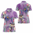 Australia Epilepsy Awareness Women Polo Shirt Purple Fairy Wren with Eucalyptus Flowers - Aussie Hoodie