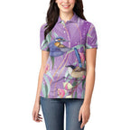 Australia Epilepsy Awareness Women Polo Shirt Purple Fairy Wren with Eucalyptus Flowers - Aussie Hoodie