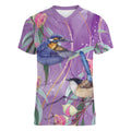 Australia Epilepsy Awareness Women V-Neck T-Shirt Purple Fairy Wren with Eucalyptus Flowers - Aussie Hoodie