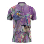 Australia Epilepsy Awareness Zipper Polo Shirt Purple Fairy Wren with Eucalyptus Flowers - Aussie Hoodie