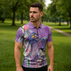 Australia Epilepsy Awareness Zipper Polo Shirt Purple Fairy Wren with Eucalyptus Flowers - Aussie Hoodie