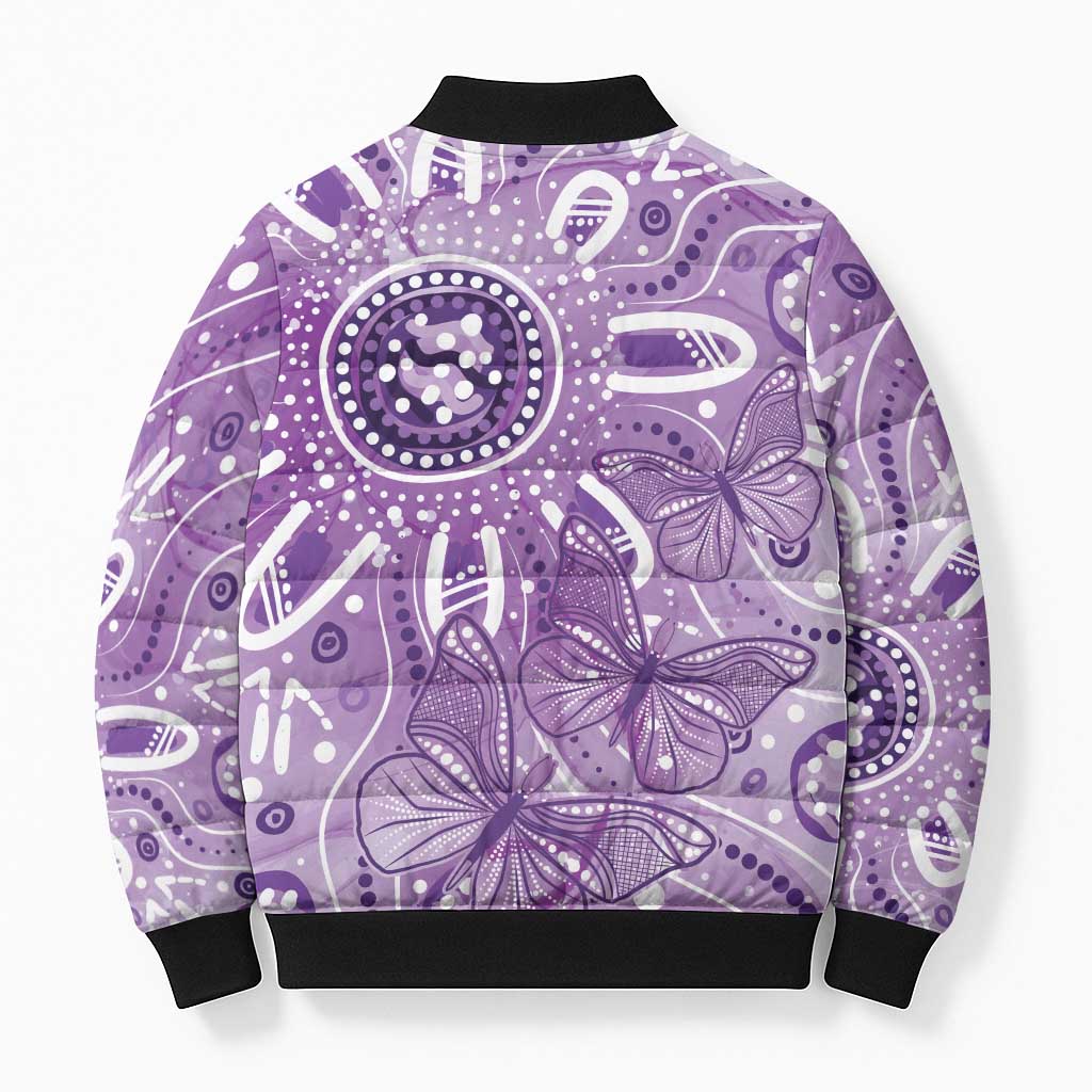 Australia Epilepsy Awareness Indigenous Bomber Puffer Jacket Butterfly Aboriginal Art - Aussie Hoodie