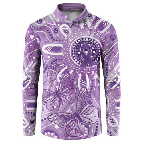 Australia Epilepsy Awareness Indigenous Button Sweatshirt Butterfly Aboriginal Art - Aussie Hoodie