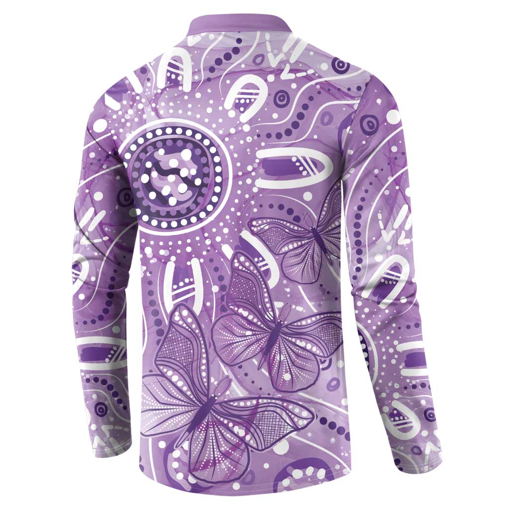 Australia Epilepsy Awareness Indigenous Button Sweatshirt Butterfly Aboriginal Art - Aussie Hoodie