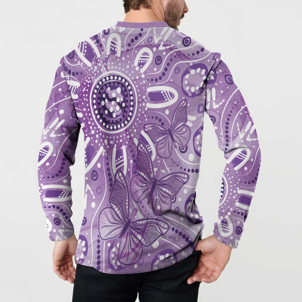 Australia Epilepsy Awareness Indigenous Button Sweatshirt Butterfly Aboriginal Art - Aussie Hoodie