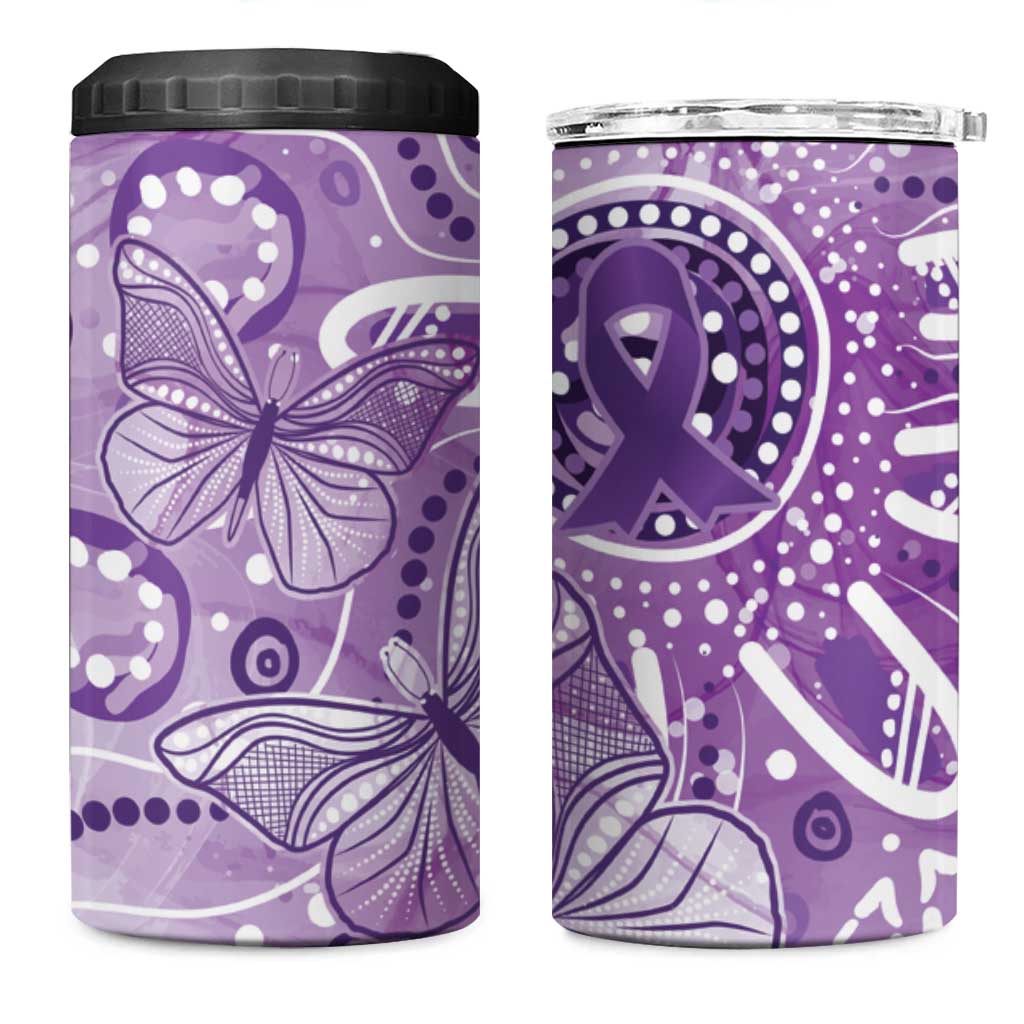 Australia Epilepsy Awareness Indigenous 4 in 1 Can Cooler Tumbler Butterfly Aboriginal Art - Aussie Hoodie