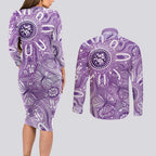 Australia Epilepsy Awareness Indigenous Couples Matching Long Sleeve Bodycon Dress and Long Sleeve Button Shirt Butterfly Aboriginal Art - Aussie Hoodie