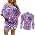 Australia Epilepsy Awareness Indigenous Couples Matching Off Shoulder Short Dress and Long Sleeve Button Shirt Butterfly Aboriginal Art - Aussie Hoodie