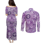 Australia Epilepsy Awareness Indigenous Couples Matching Puletasi and Long Sleeve Button Shirt Butterfly Aboriginal Art - Aussie Hoodie