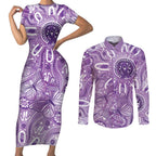 Australia Epilepsy Awareness Indigenous Couples Matching Short Sleeve Bodycon Dress and Long Sleeve Button Shirt Butterfly Aboriginal Art - Aussie Hoodie