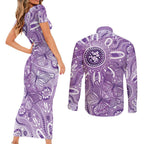 Australia Epilepsy Awareness Indigenous Couples Matching Short Sleeve Bodycon Dress and Long Sleeve Button Shirt Butterfly Aboriginal Art - Aussie Hoodie