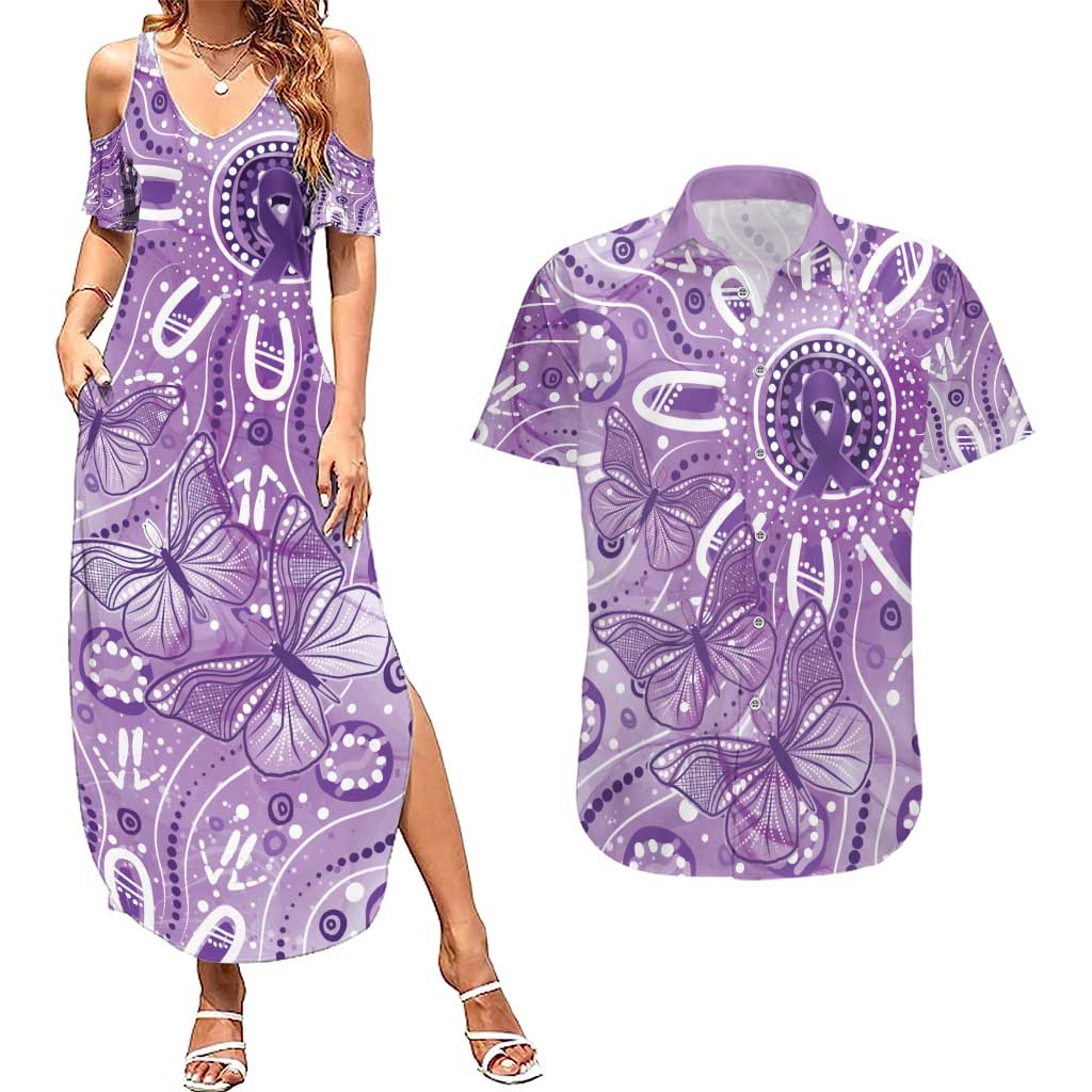 Australia Epilepsy Awareness Indigenous Couples Matching Summer Maxi Dress and Hawaiian Shirt Butterfly Aboriginal Art - Aussie Hoodie