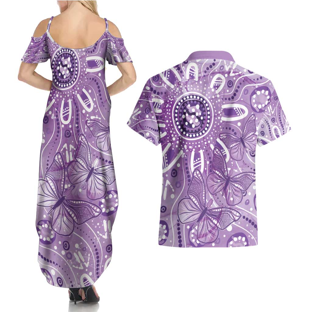 Australia Epilepsy Awareness Indigenous Couples Matching Summer Maxi Dress and Hawaiian Shirt Butterfly Aboriginal Art - Aussie Hoodie
