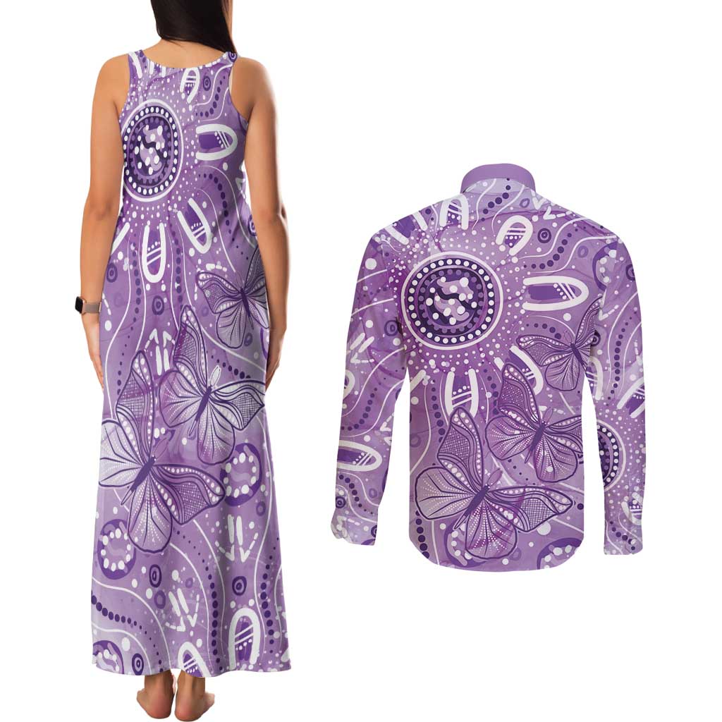 Australia Epilepsy Awareness Indigenous Couples Matching Tank Maxi Dress and Long Sleeve Button Shirt Butterfly Aboriginal Art - Aussie Hoodie