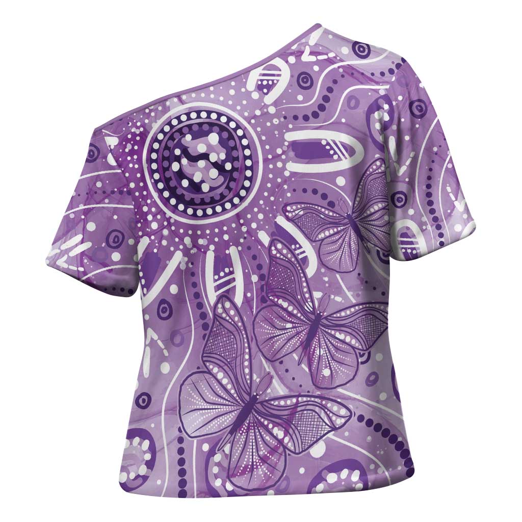 Australia Epilepsy Awareness Indigenous Cross Shoulder Shirt Butterfly Aboriginal Art - Aussie Hoodie