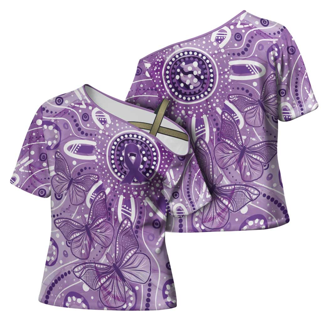 Australia Epilepsy Awareness Indigenous Cross Shoulder Shirt Butterfly Aboriginal Art - Aussie Hoodie
