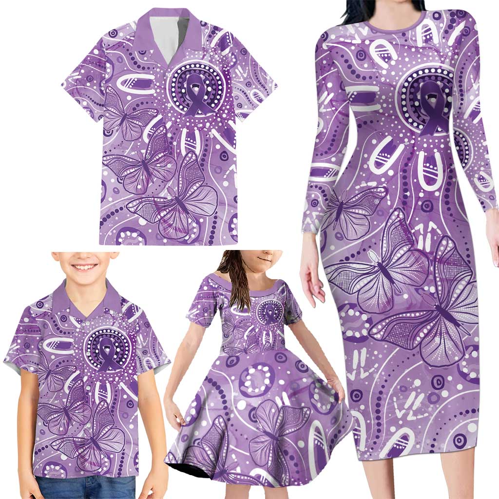 Australia Epilepsy Awareness Indigenous Family Matching Long Sleeve Bodycon Dress and Hawaiian Shirt Butterfly Aboriginal Art - Aussie Hoodie