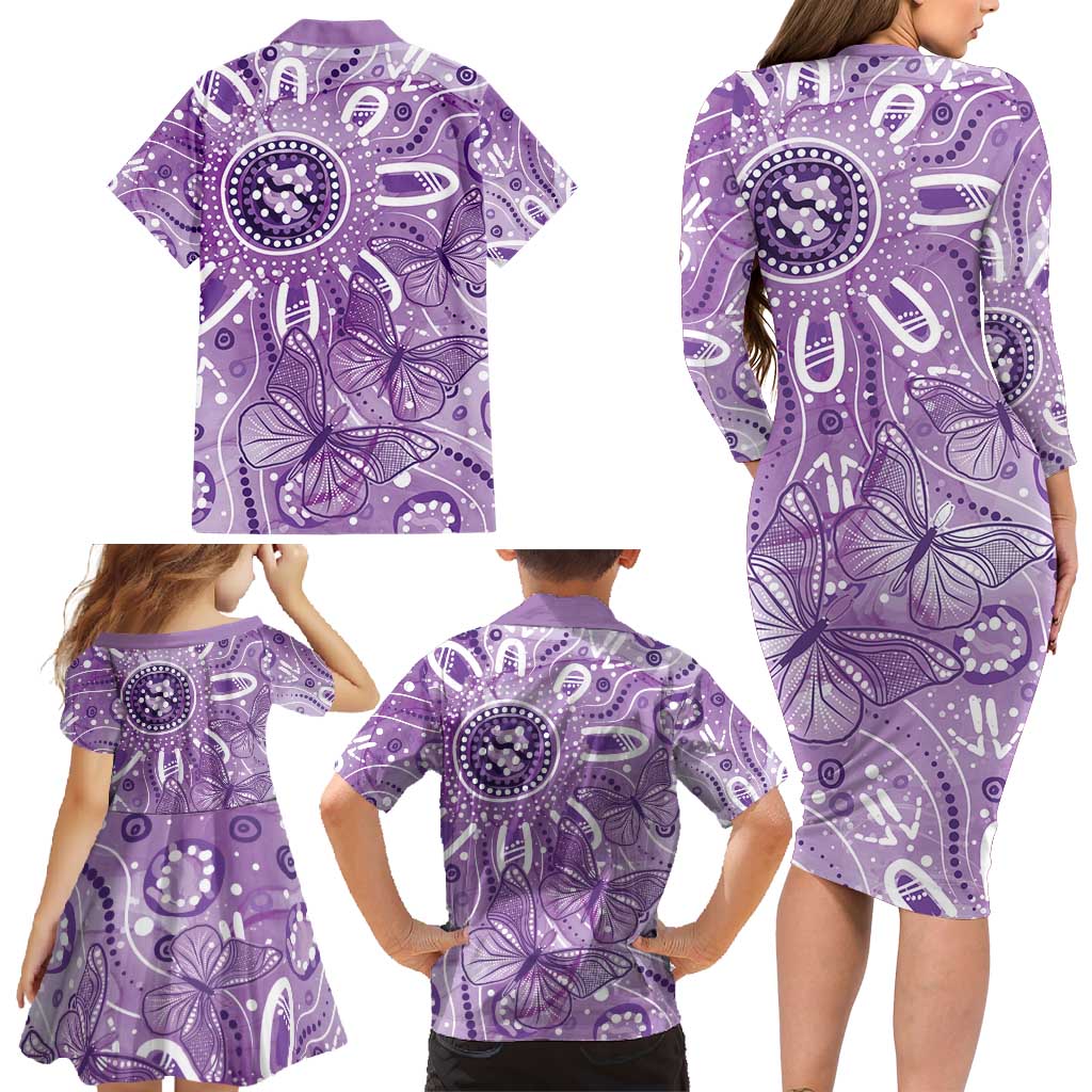 Australia Epilepsy Awareness Indigenous Family Matching Long Sleeve Bodycon Dress and Hawaiian Shirt Butterfly Aboriginal Art - Aussie Hoodie