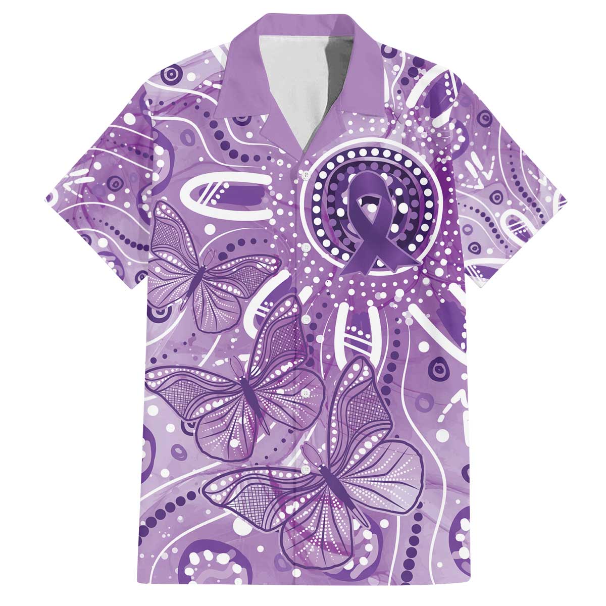 Australia Epilepsy Awareness Indigenous Family Matching Off The Shoulder Long Sleeve Dress and Hawaiian Shirt Butterfly Aboriginal Art - Aussie Hoodie