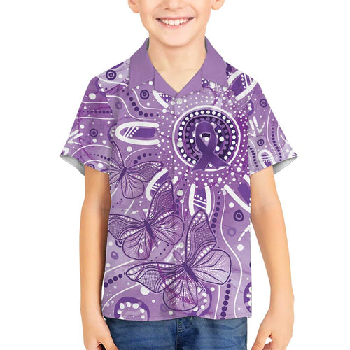 Australia Epilepsy Awareness Indigenous Family Matching Off The Shoulder Long Sleeve Dress and Hawaiian Shirt Butterfly Aboriginal Art - Aussie Hoodie