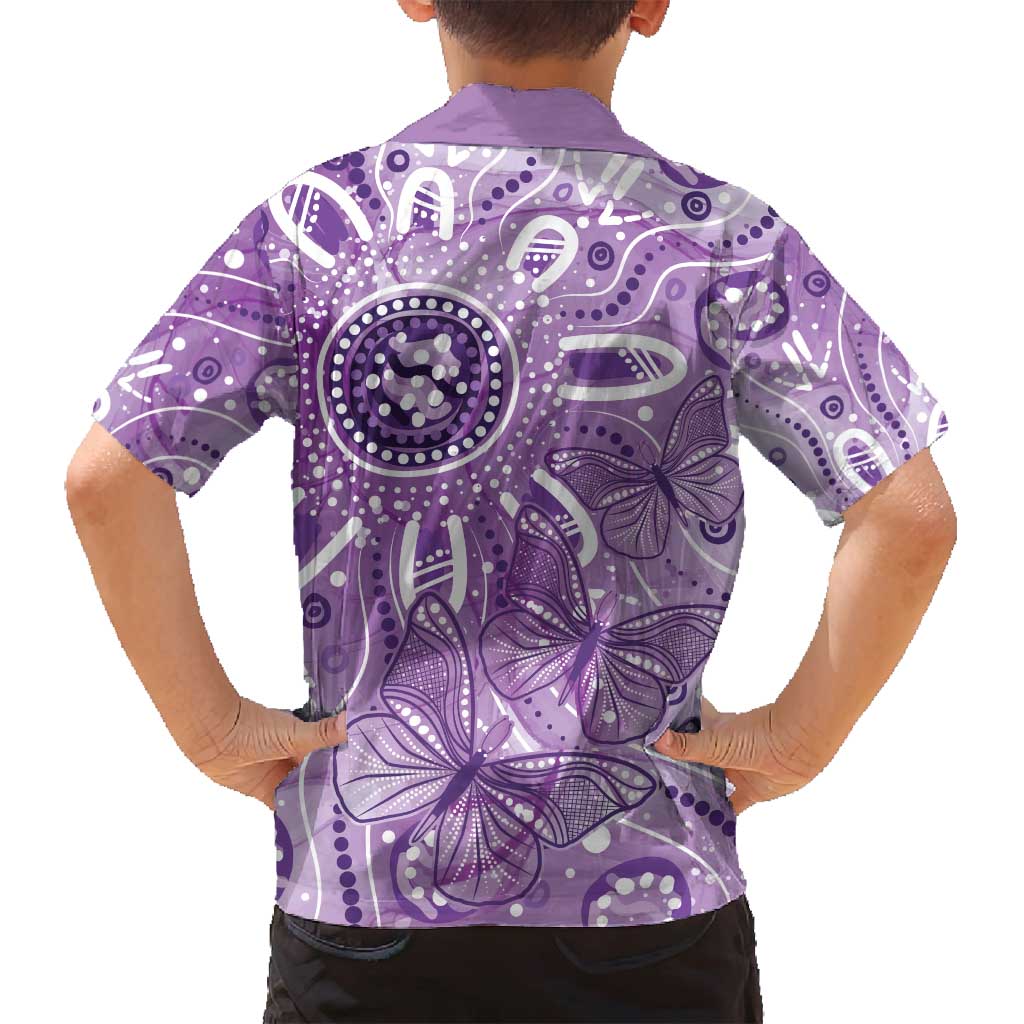 Australia Epilepsy Awareness Indigenous Family Matching Off Shoulder Maxi Dress and Hawaiian Shirt Butterfly Aboriginal Art - Aussie Hoodie