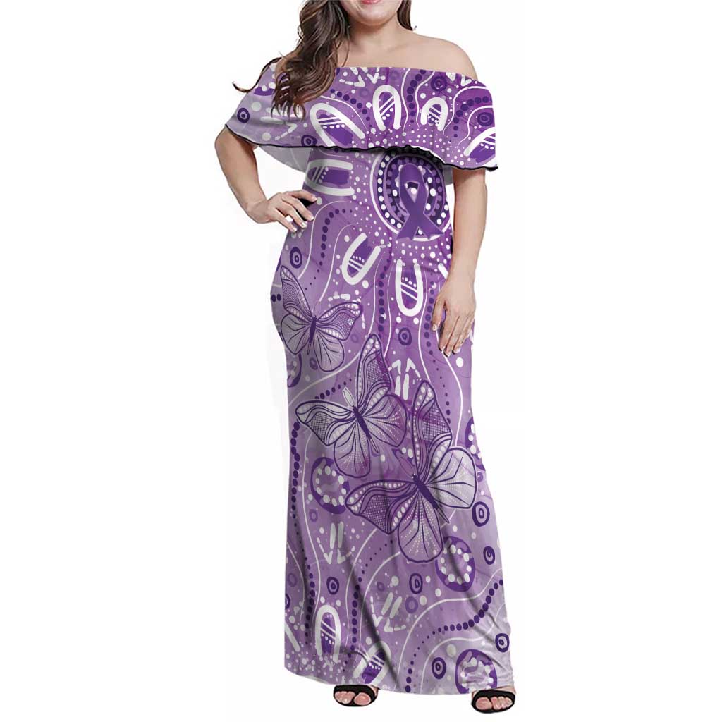 Australia Epilepsy Awareness Indigenous Family Matching Off Shoulder Maxi Dress and Hawaiian Shirt Butterfly Aboriginal Art - Aussie Hoodie