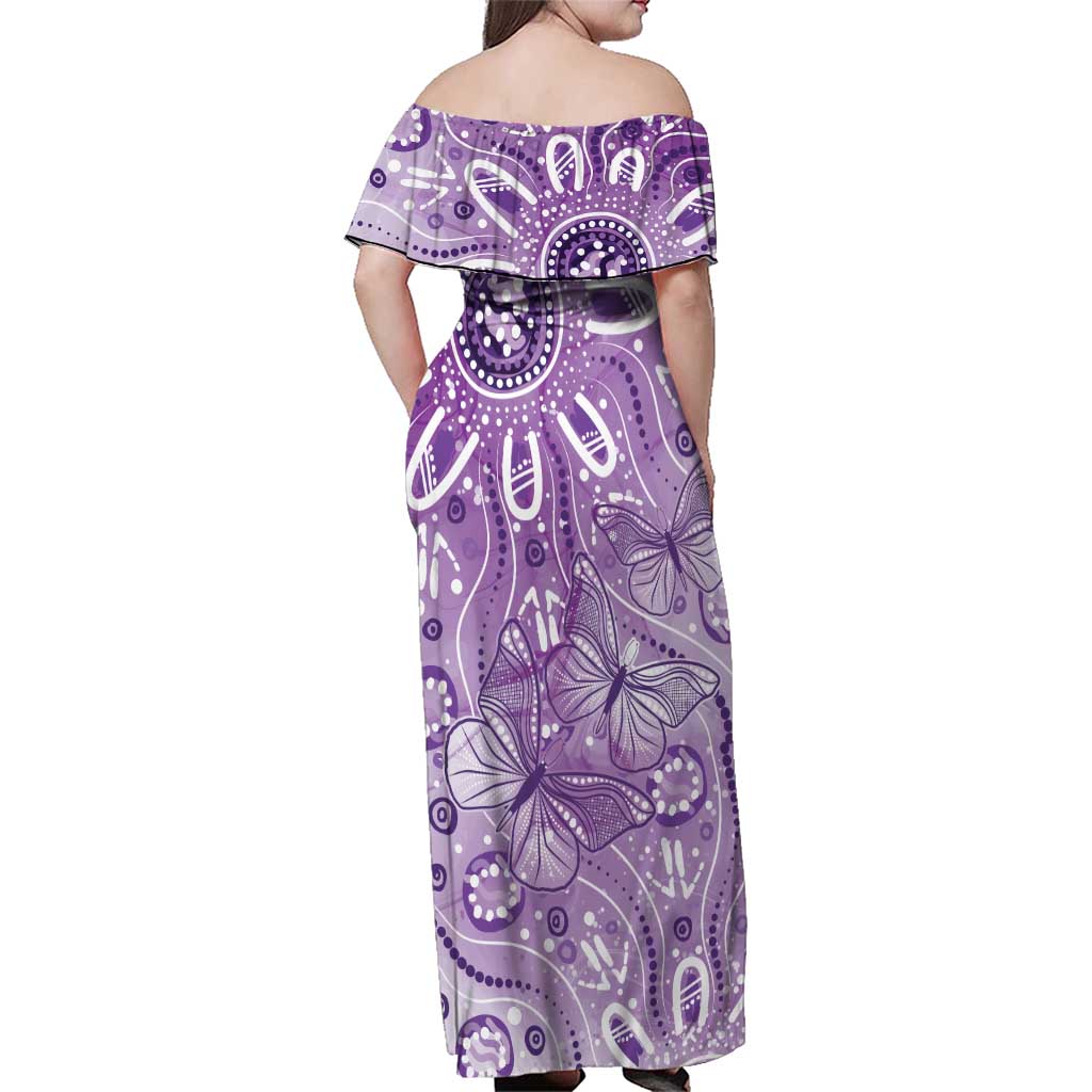 Australia Epilepsy Awareness Indigenous Family Matching Off Shoulder Maxi Dress and Hawaiian Shirt Butterfly Aboriginal Art - Aussie Hoodie