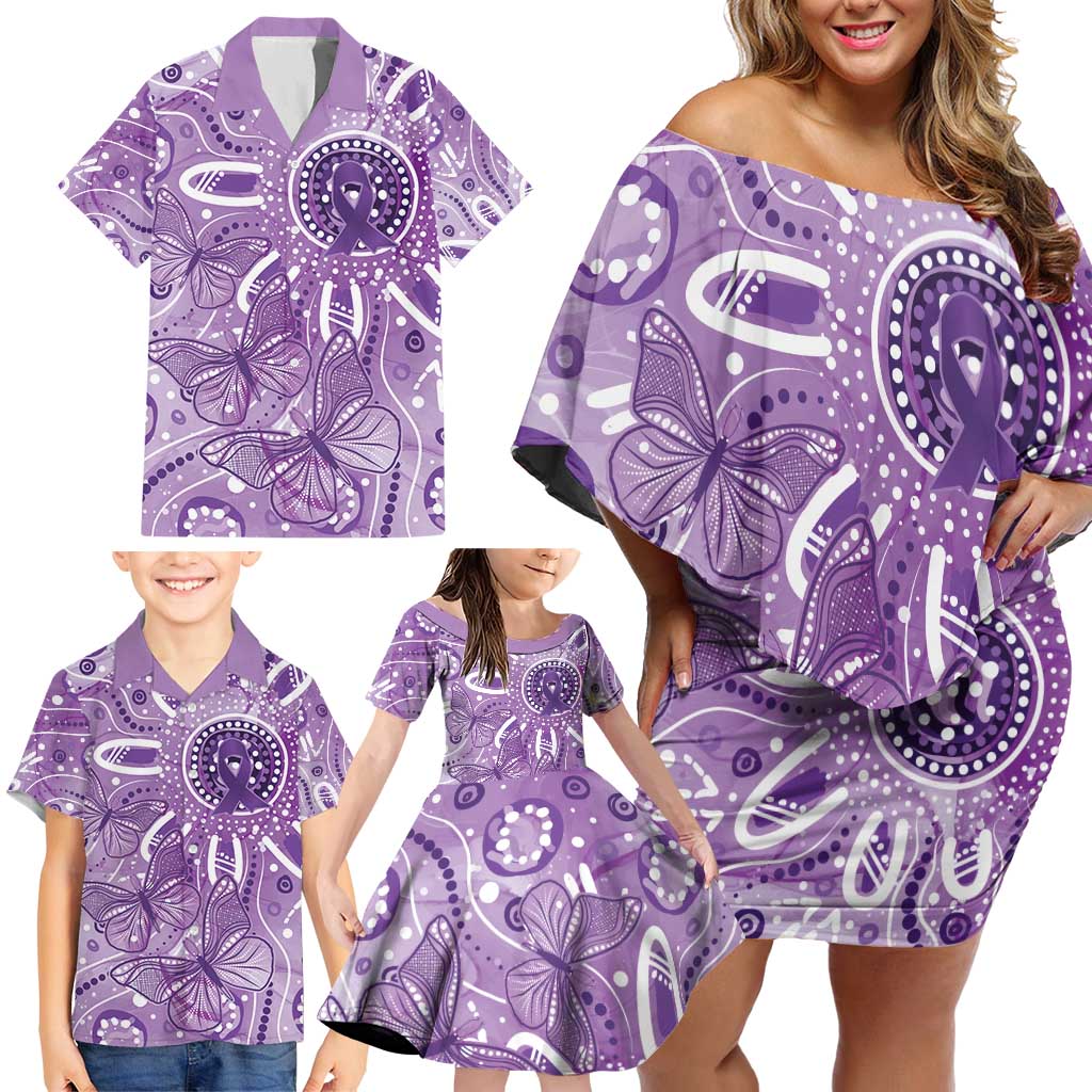 Australia Epilepsy Awareness Indigenous Family Matching Off Shoulder Short Dress and Hawaiian Shirt Butterfly Aboriginal Art - Aussie Hoodie