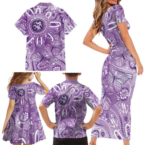 Australia Epilepsy Awareness Indigenous Family Matching Short Sleeve Bodycon Dress and Hawaiian Shirt Butterfly Aboriginal Art - Aussie Hoodie