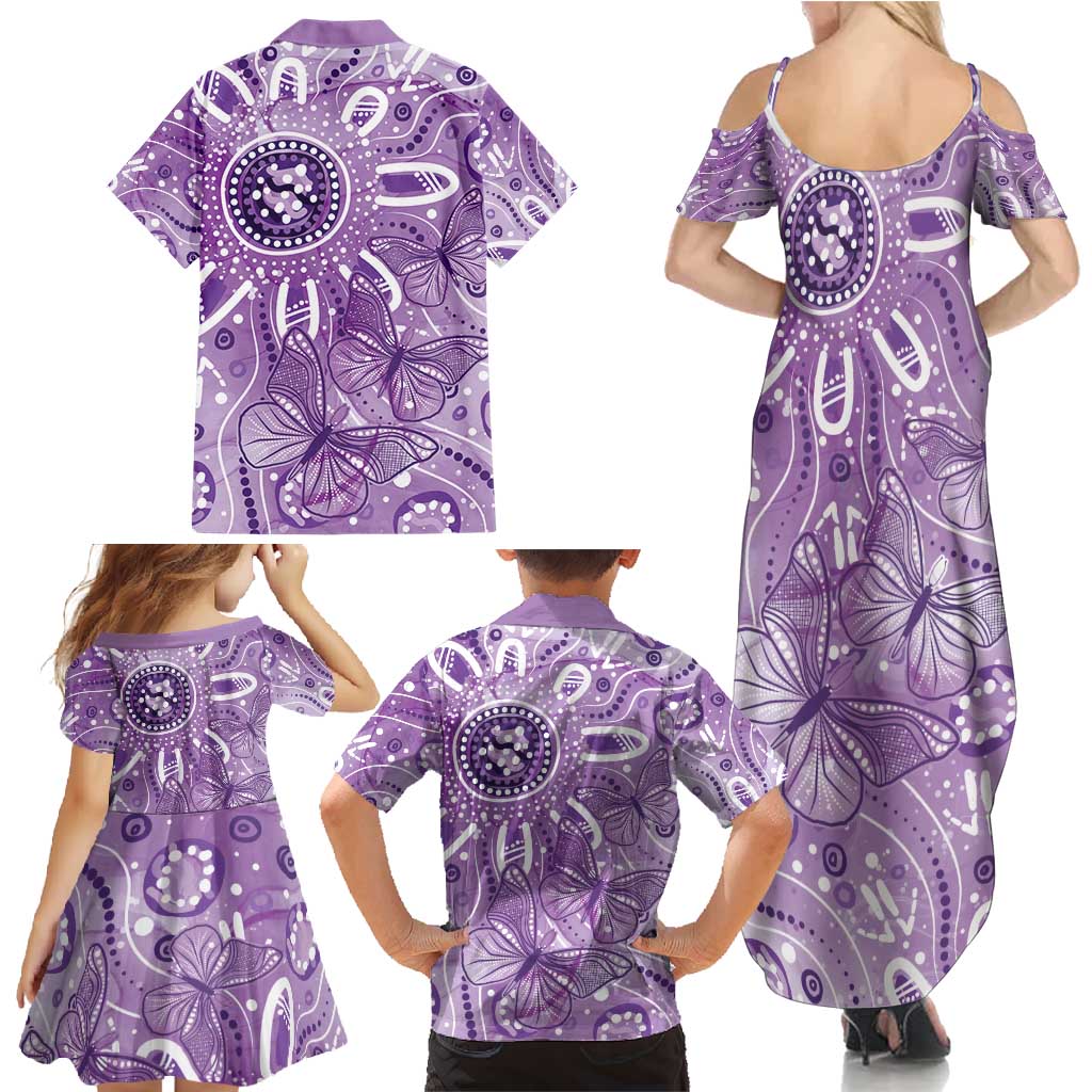Australia Epilepsy Awareness Indigenous Family Matching Summer Maxi Dress and Hawaiian Shirt Butterfly Aboriginal Art - Aussie Hoodie