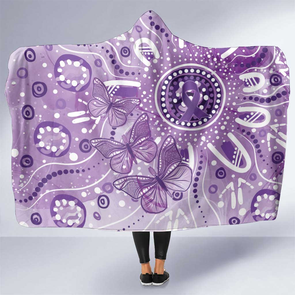 Australia Epilepsy Awareness Indigenous Hooded Blanket Butterfly Aboriginal Art - Aussie Hoodie