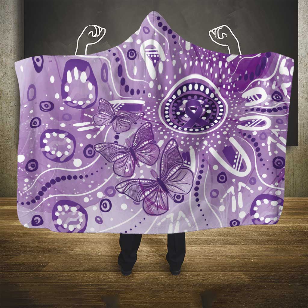 Australia Epilepsy Awareness Indigenous Hooded Blanket Butterfly Aboriginal Art - Aussie Hoodie