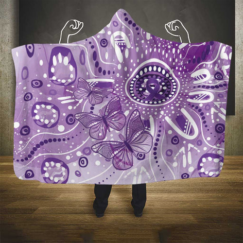 Australia Epilepsy Awareness Indigenous Hooded Blanket Butterfly Aboriginal Art - Aussie Hoodie