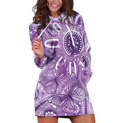 Australia Epilepsy Awareness Indigenous Hoodie Dress Butterfly Aboriginal Art - Aussie Hoodie