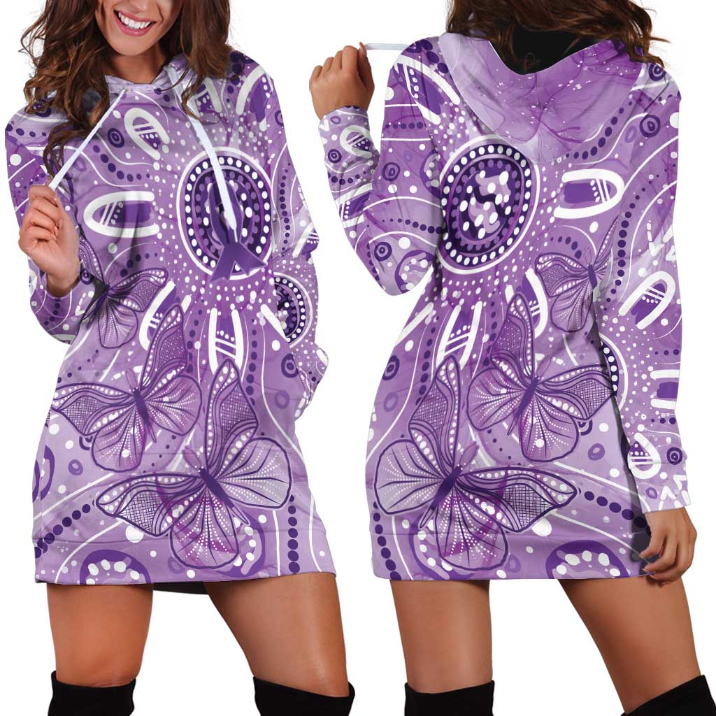 Australia Epilepsy Awareness Indigenous Hoodie Dress Butterfly Aboriginal Art - Aussie Hoodie