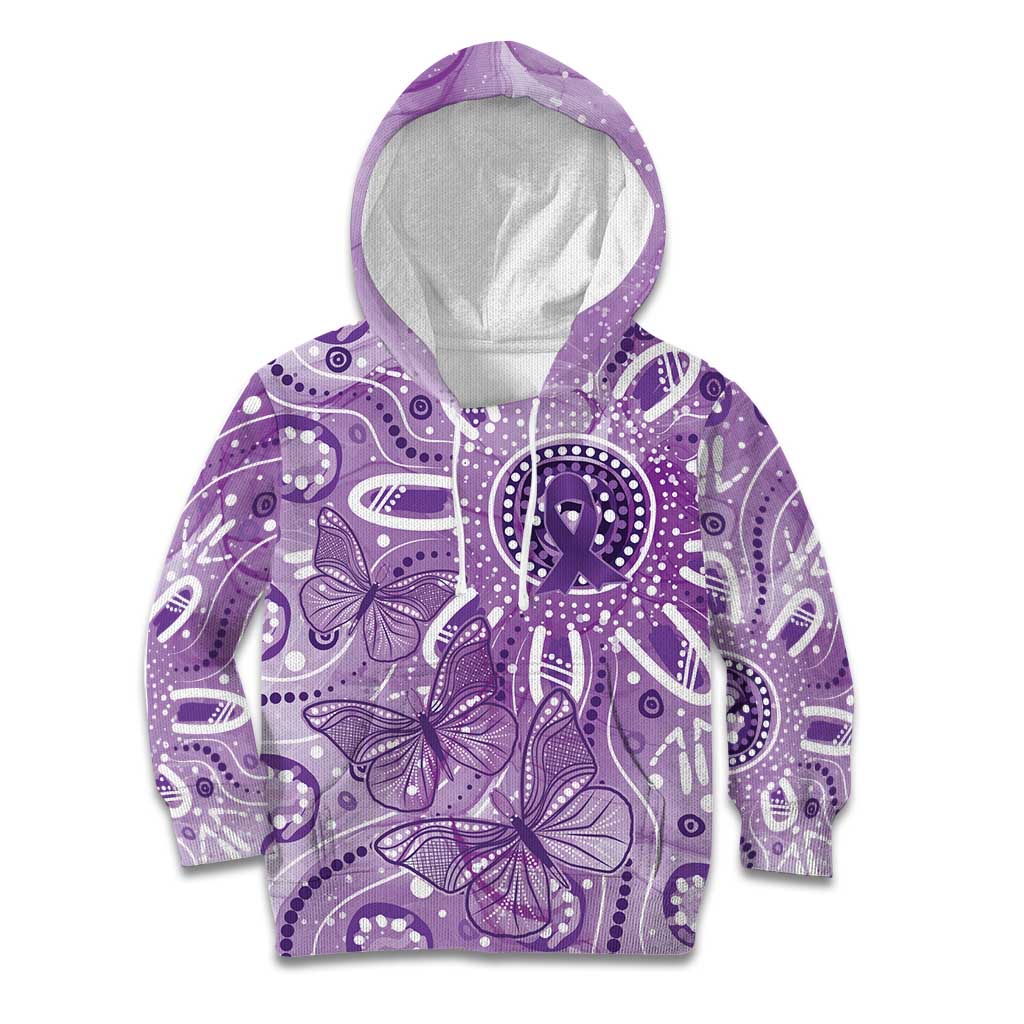 Australia Epilepsy Awareness Indigenous Kid Hoodie Butterfly Aboriginal Art - Aussie Hoodie