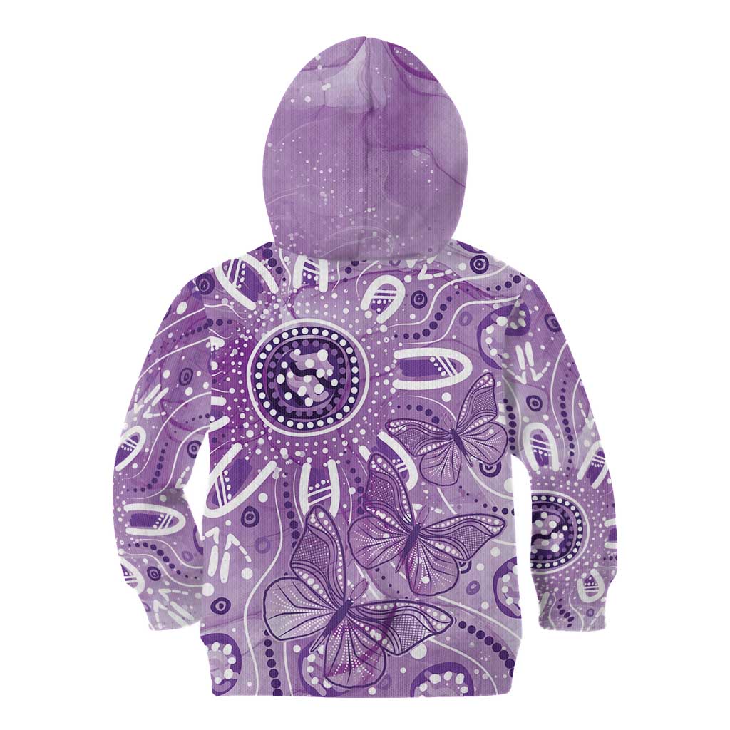 Australia Epilepsy Awareness Indigenous Kid Hoodie Butterfly Aboriginal Art - Aussie Hoodie