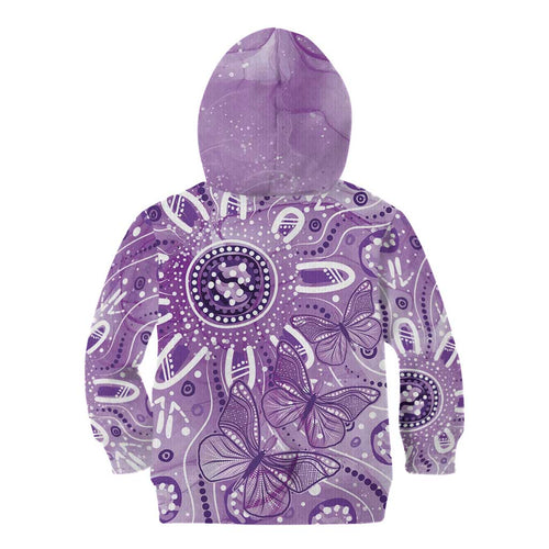 Australia Epilepsy Awareness Indigenous Kid Hoodie Butterfly Aboriginal Art - Aussie Hoodie
