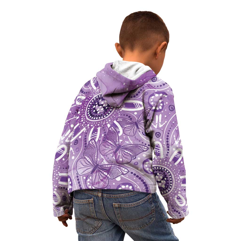 Australia Epilepsy Awareness Indigenous Kid Hoodie Butterfly Aboriginal Art - Aussie Hoodie