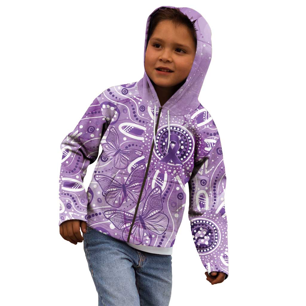 Australia Epilepsy Awareness Indigenous Kid Hoodie Butterfly Aboriginal Art - Aussie Hoodie