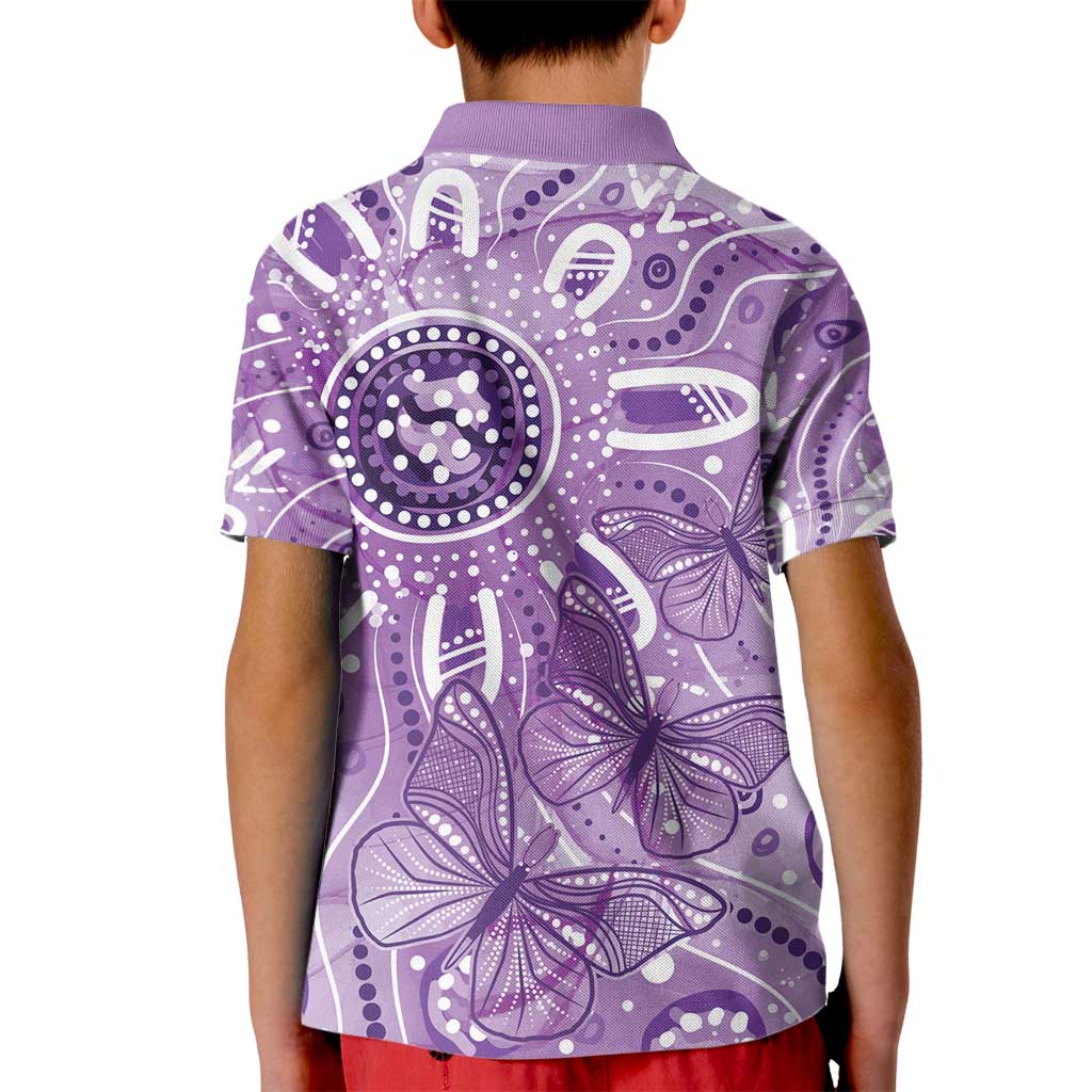 Australia Epilepsy Awareness Indigenous Kid Polo Shirt Butterfly Aboriginal Art - Aussie Hoodie