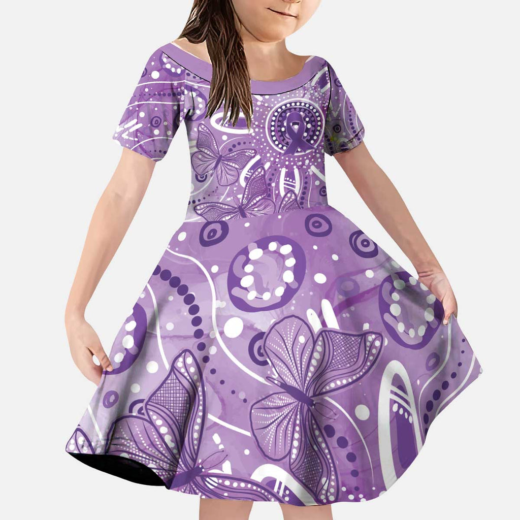 Australia Epilepsy Awareness Indigenous Kid Short Sleeve Dress Butterfly Aboriginal Art - Aussie Hoodie