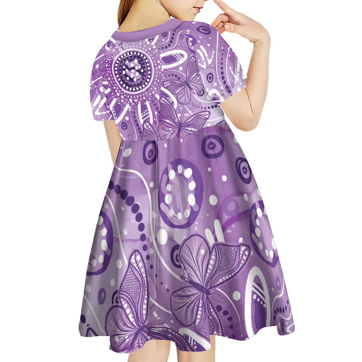 Australia Epilepsy Awareness Indigenous Kid Short Sleeve Dress Butterfly Aboriginal Art - Aussie Hoodie