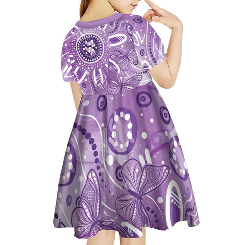 Australia Epilepsy Awareness Indigenous Kid Short Sleeve Dress Butterfly Aboriginal Art - Aussie Hoodie