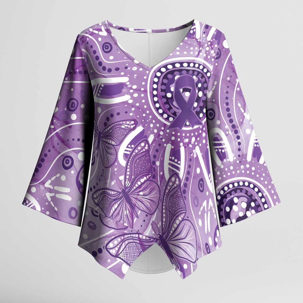Australia Epilepsy Awareness Indigenous Kimono Sleeve Blouse Butterfly Aboriginal Art - Aussie Hoodie