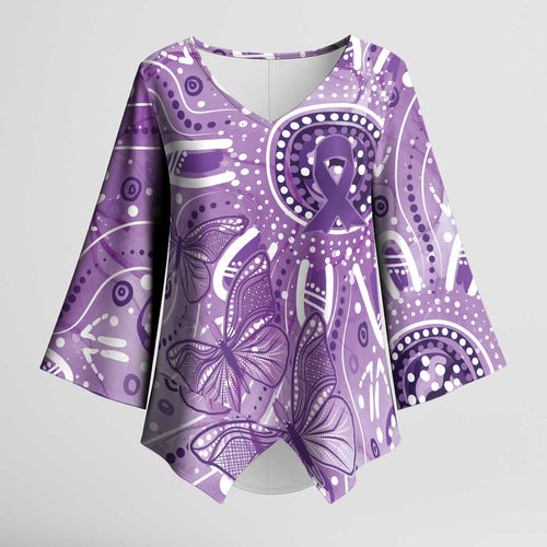 Australia Epilepsy Awareness Indigenous Kimono Sleeve Blouse Butterfly Aboriginal Art - Aussie Hoodie