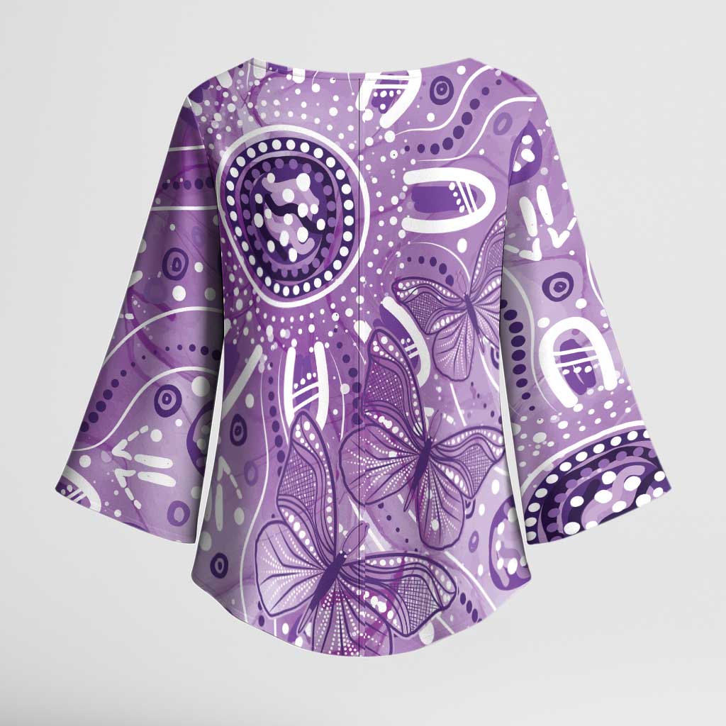 Australia Epilepsy Awareness Indigenous Kimono Sleeve Blouse Butterfly Aboriginal Art - Aussie Hoodie