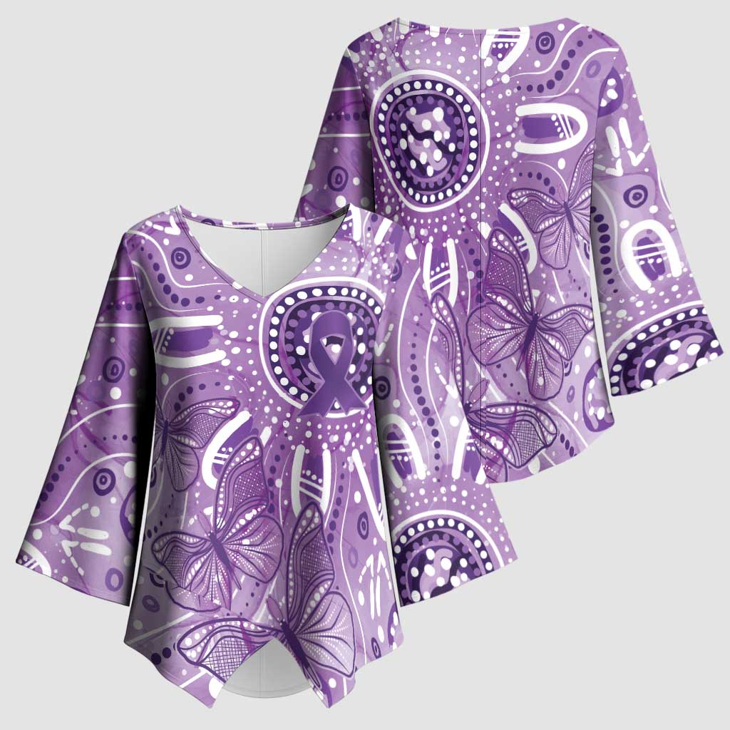Australia Epilepsy Awareness Indigenous Kimono Sleeve Blouse Butterfly Aboriginal Art - Aussie Hoodie